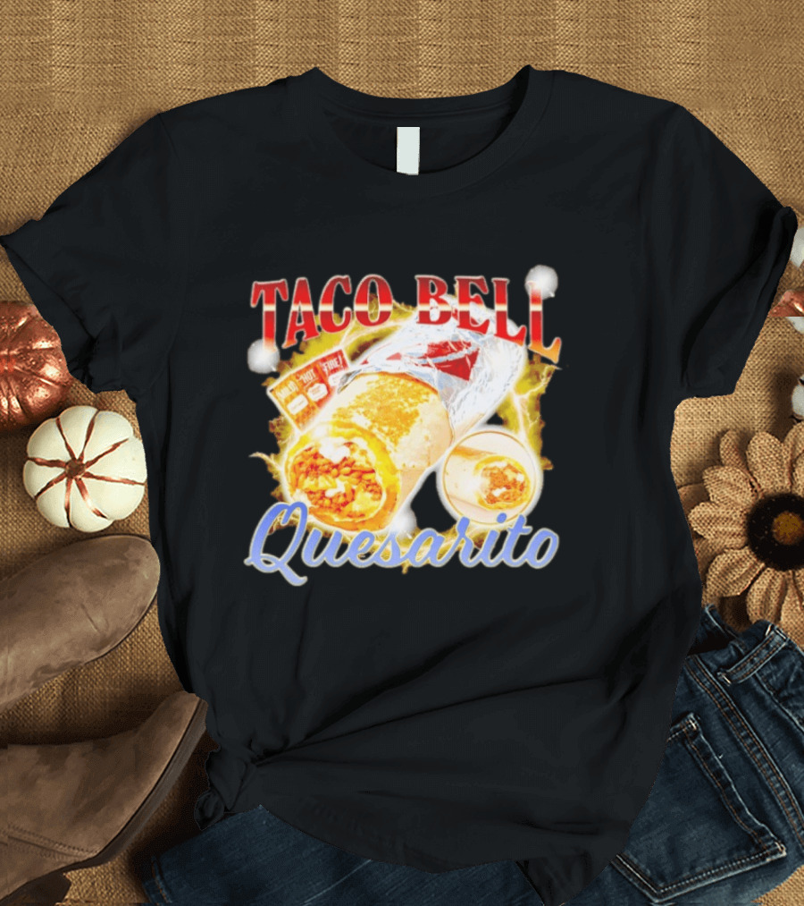 Taco Bell Quesarito Bold Text Fiery T-Shirt
