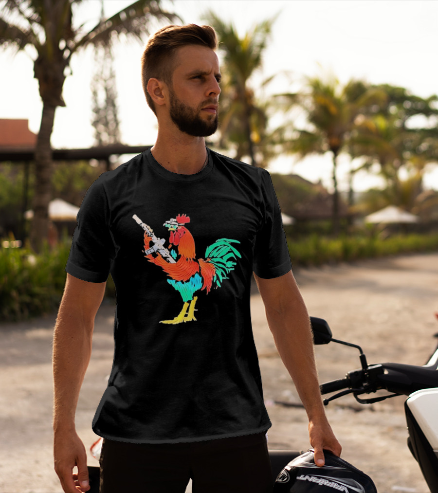 Tactical Rooster Holding Weapon T-Shirt