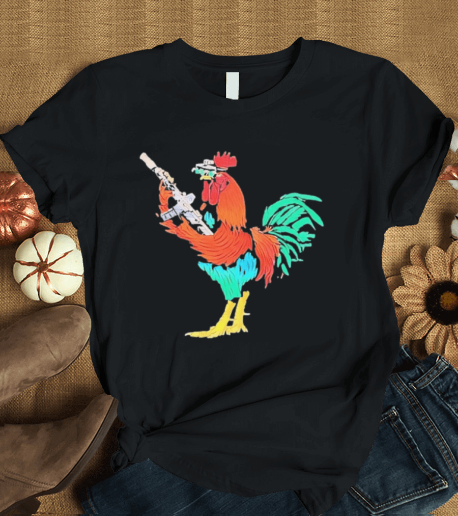 Tactical Rooster Holding Weapon T-Shirt