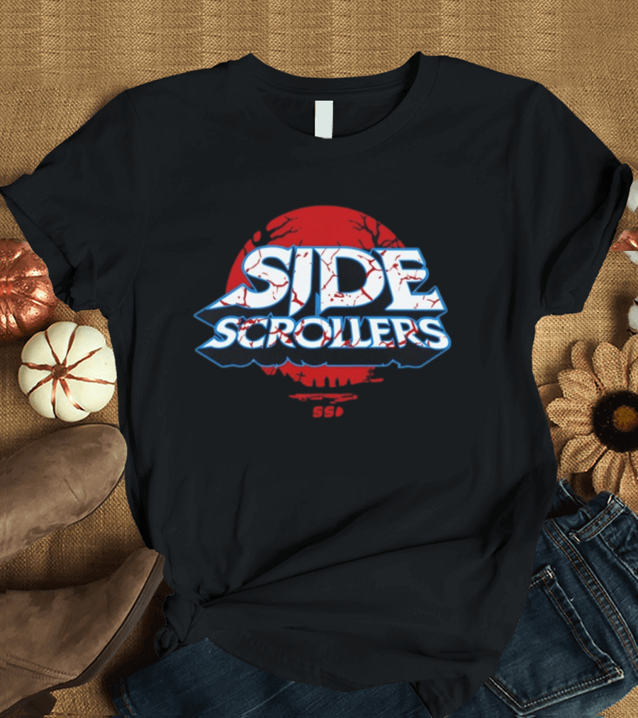 Side Scrollers Dark Vintage Red Circle Cracked T-Shirt