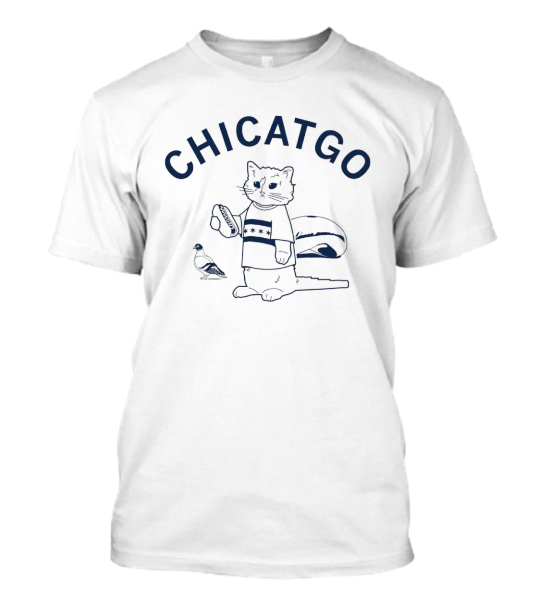 CHICATGO Cat With Chicago Tacos And Pigeon T-Shirt