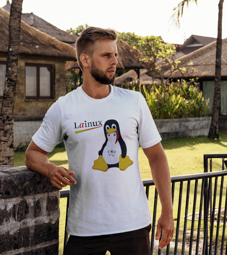 Lainux Lain Ux Linux Tux Mascot Penguin Anime T-Shirt