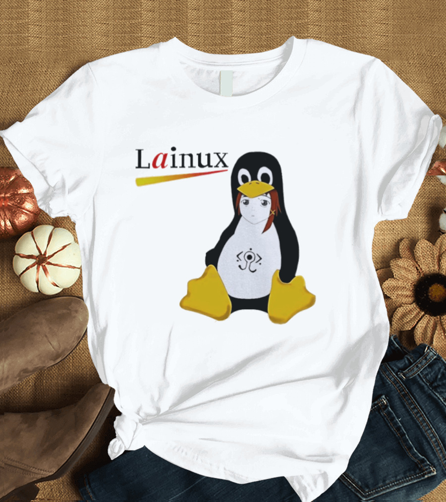 Lainux Lain Ux Linux Tux Mascot Penguin Anime T-Shirt