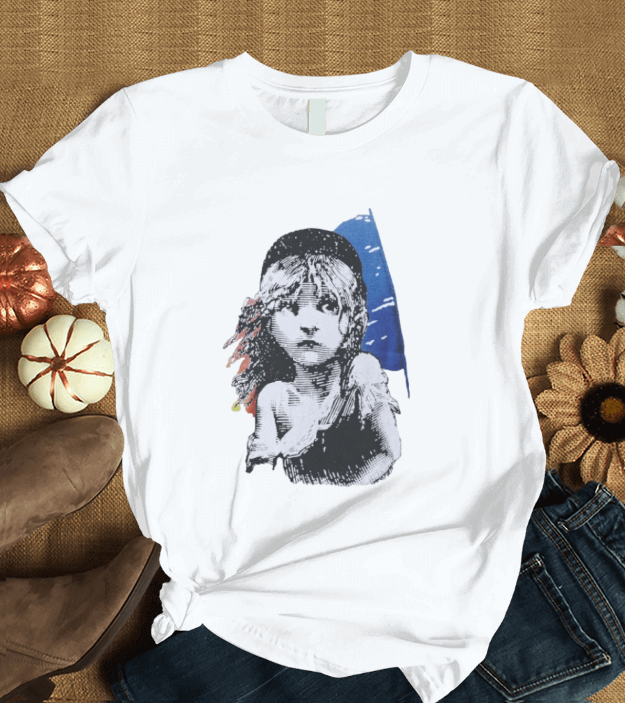 Les Miserables Cosette Vintage Illustration Blue Red T-Shirt