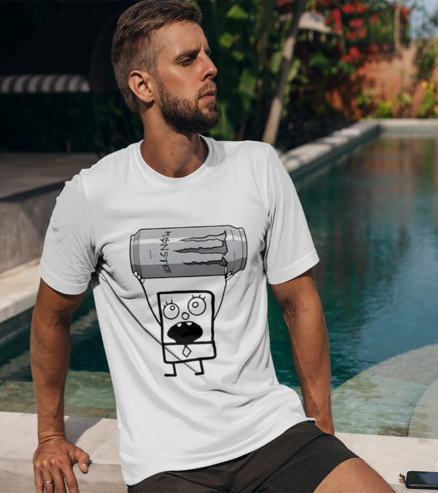 Doodlebob Holding Monster Energy Ultra Can Meme T-Shirt