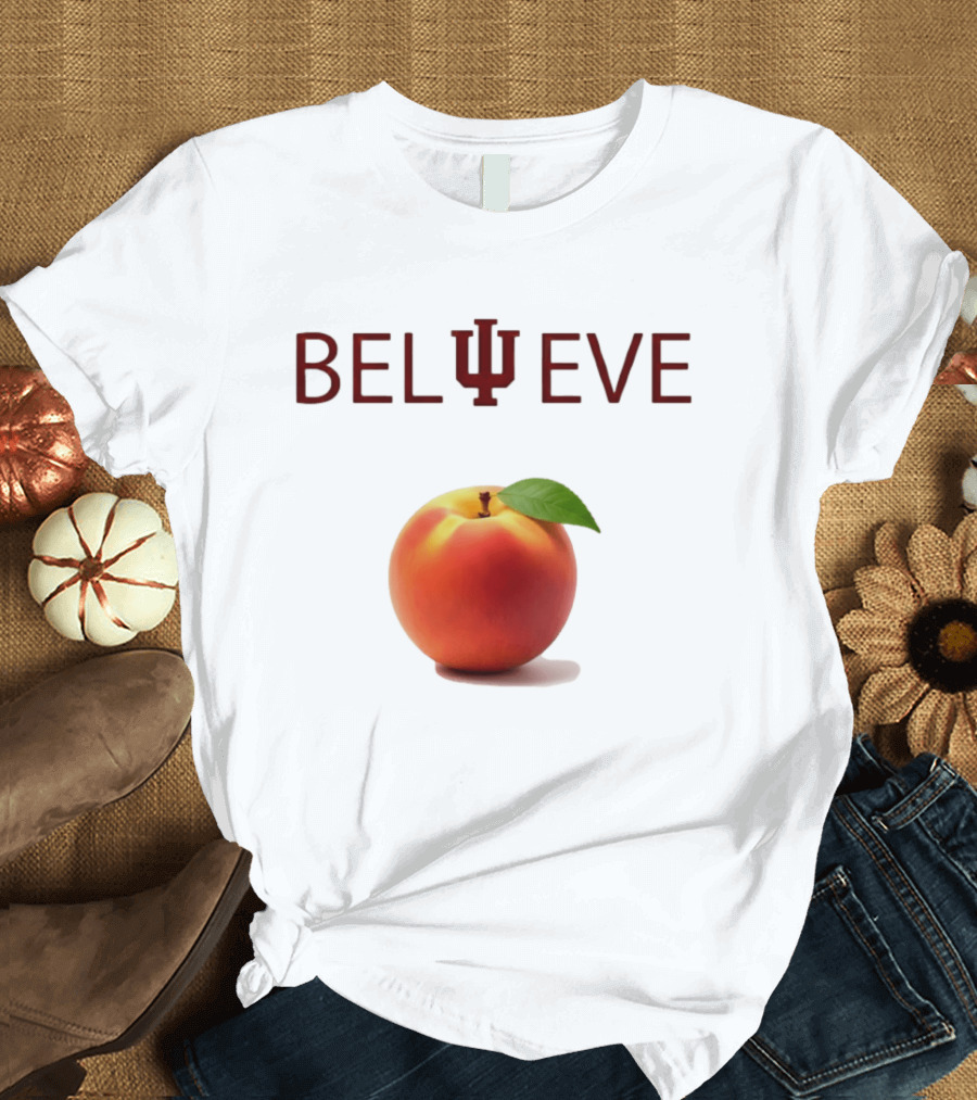 Believe Indiana Hoosiers Football Peach T-Shirt