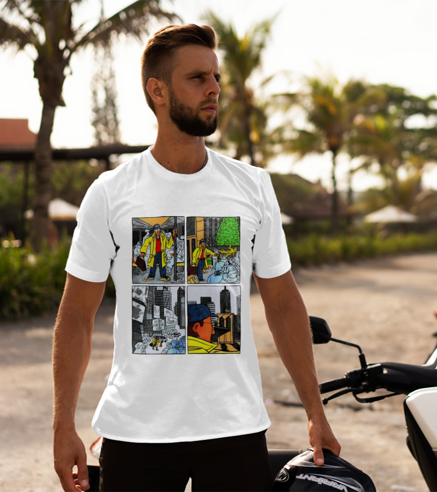 Holiday Comic Pocket NYC Urban Christmas Scenes T-Shirt