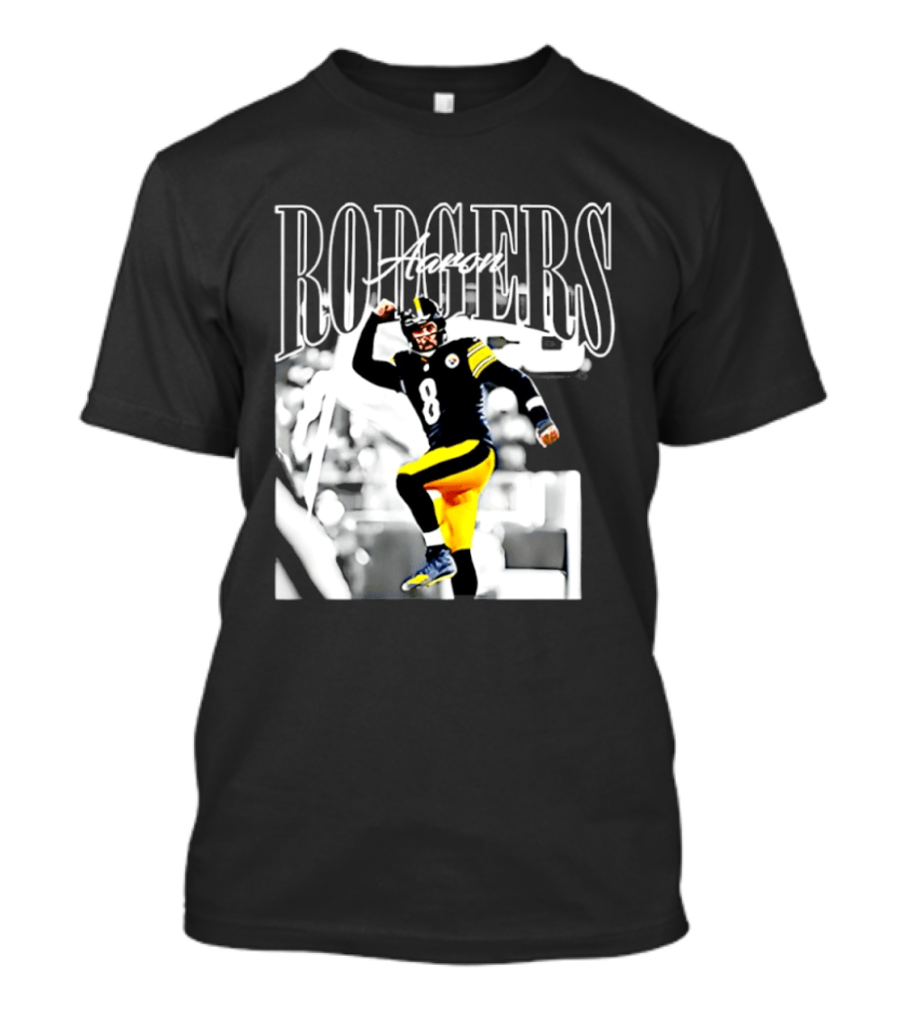 Rodgers 8 Steelers Black And Yellow Football Player T-Shirt