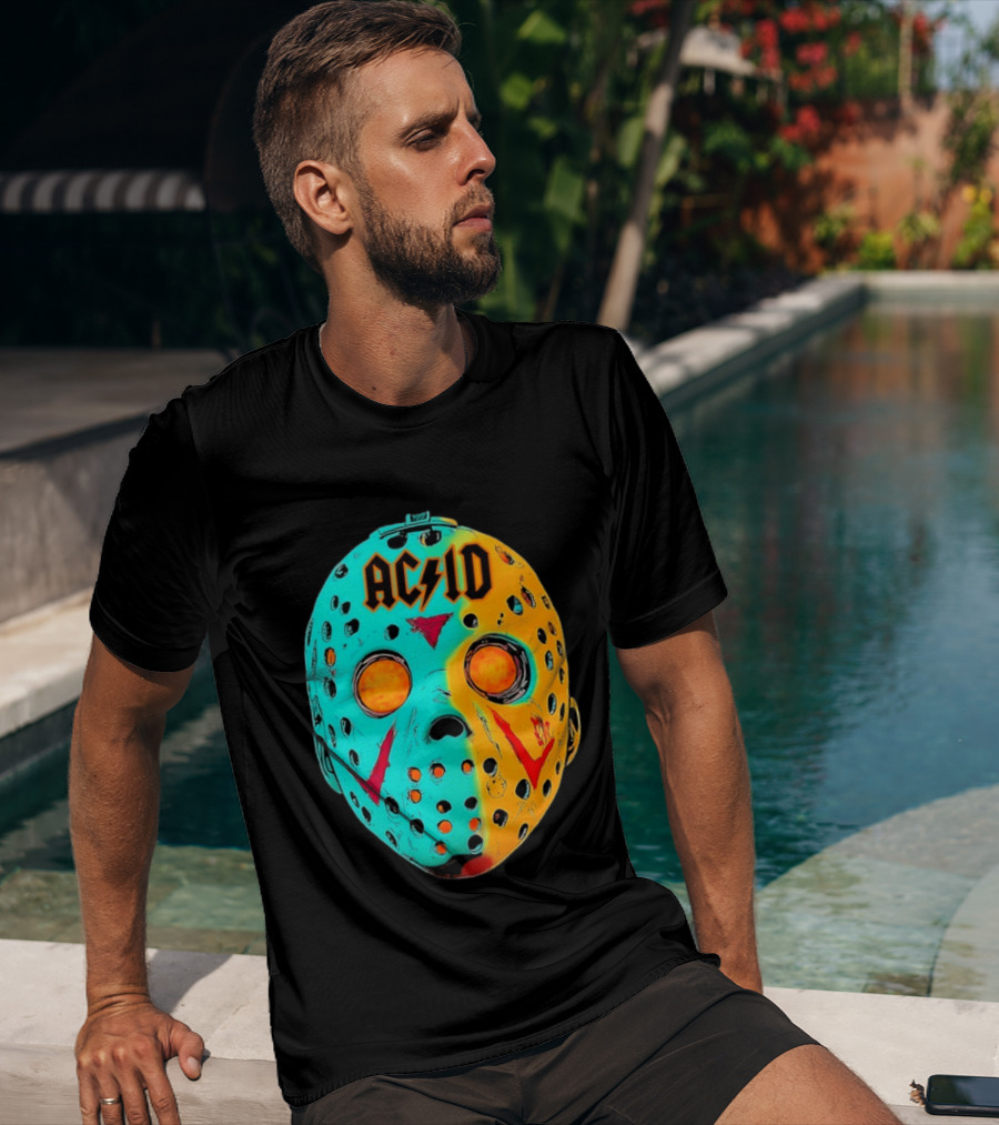 ACDC Jason Voorhees Mask Neon Pop Art Friday The 13th Fusion T-Shirt