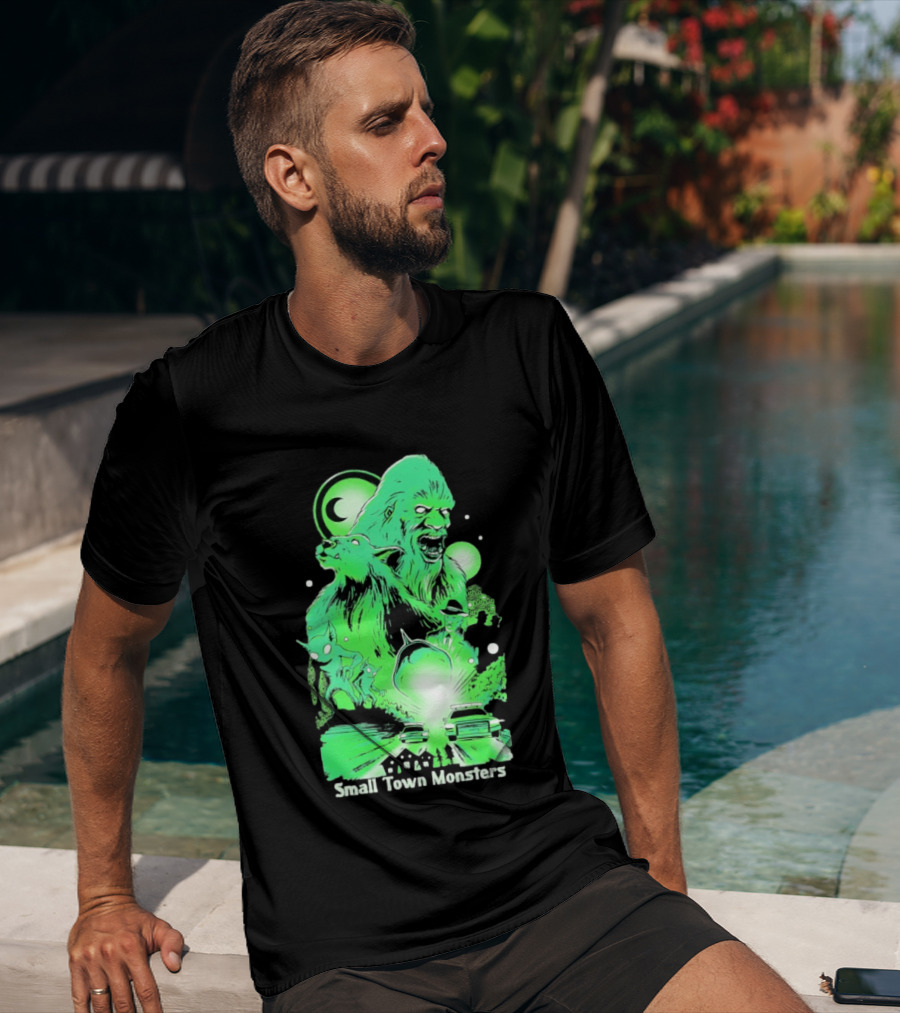 Small Town Monsters 2026 Alien And UFO With Bigfoot Creature T-Shirt