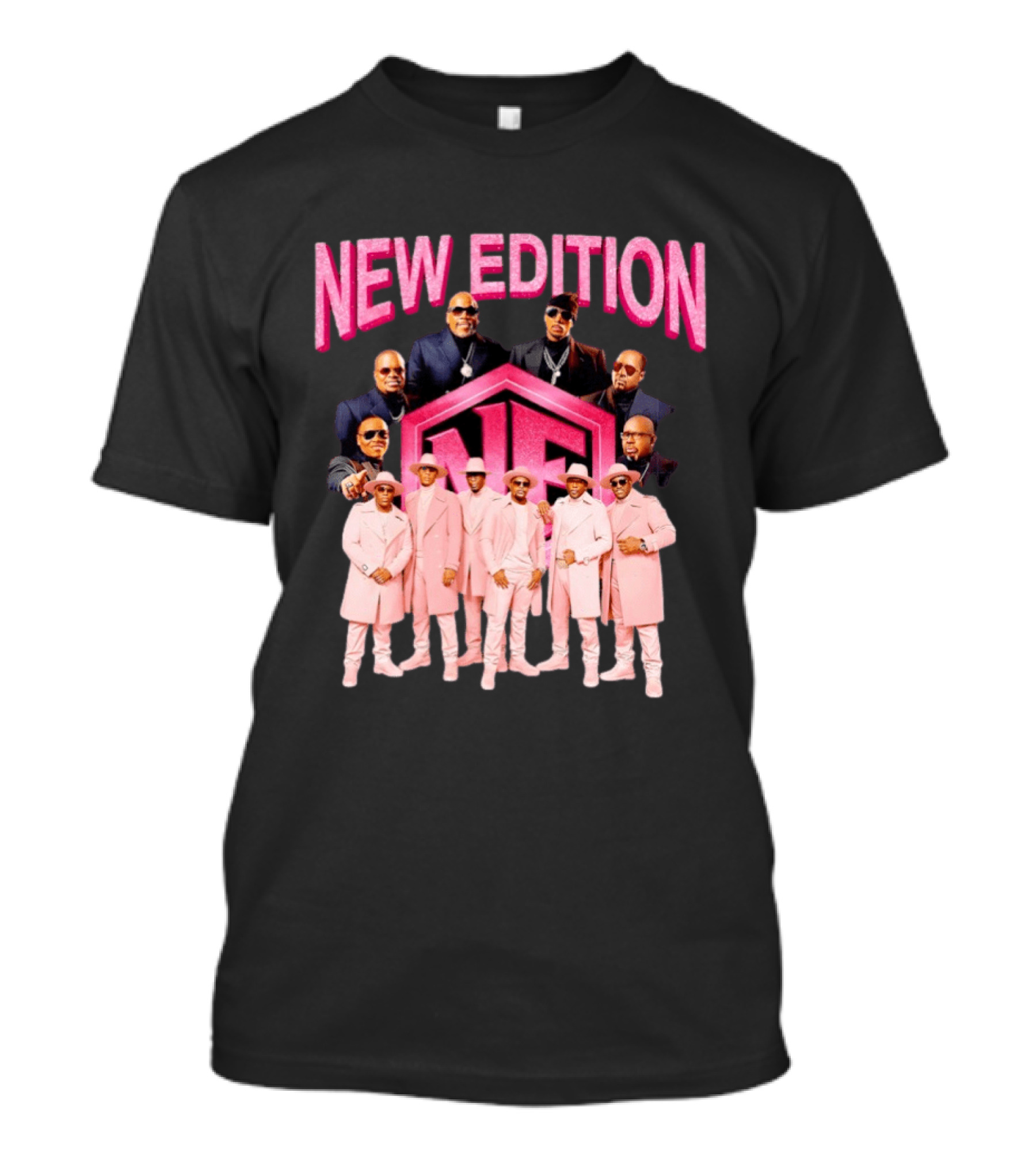 Bobby Brown Johnny Gill Ralph Tresvant Ronnie DeVoe Ricky Bell Michael Bivins New Edition NE Band Pink Outfits 90s Music T-Shirt