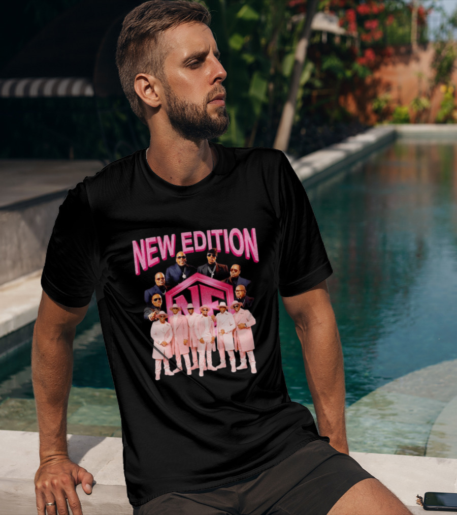 Bobby Brown Johnny Gill Ralph Tresvant Ronnie DeVoe Ricky Bell Michael Bivins New Edition NE Band Pink Outfits 90s Music T-Shirt