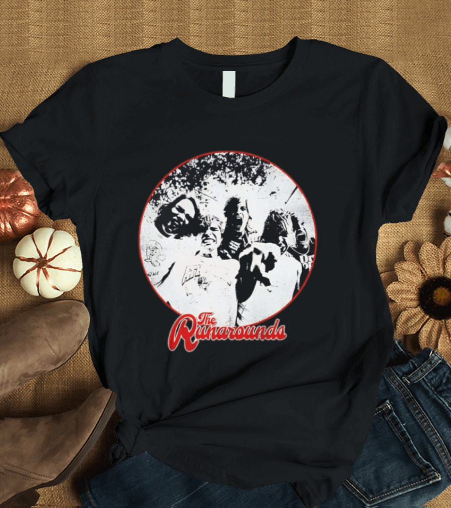 The Runarounds Band Black And White Circle Group Photo T-Shirt
