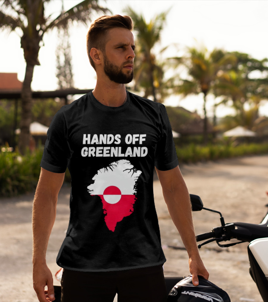 Hands Off Greenland Map Red White Circle Anti Trump T-Shirt
