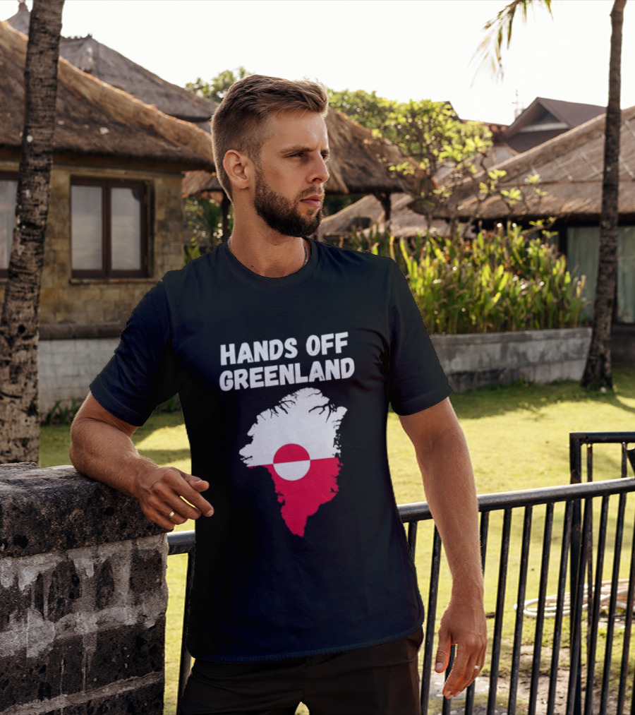 Hands Off Greenland Map Red White Circle Anti Trump T-Shirt