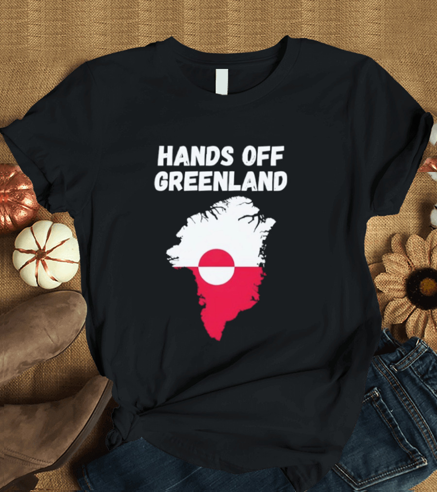 Hands Off Greenland Map Red White Circle Anti Trump T-Shirt