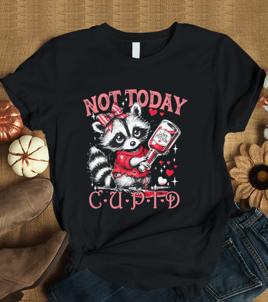 Raccoon Not Today Cupid Love Potion Valentines Day T-Shirt