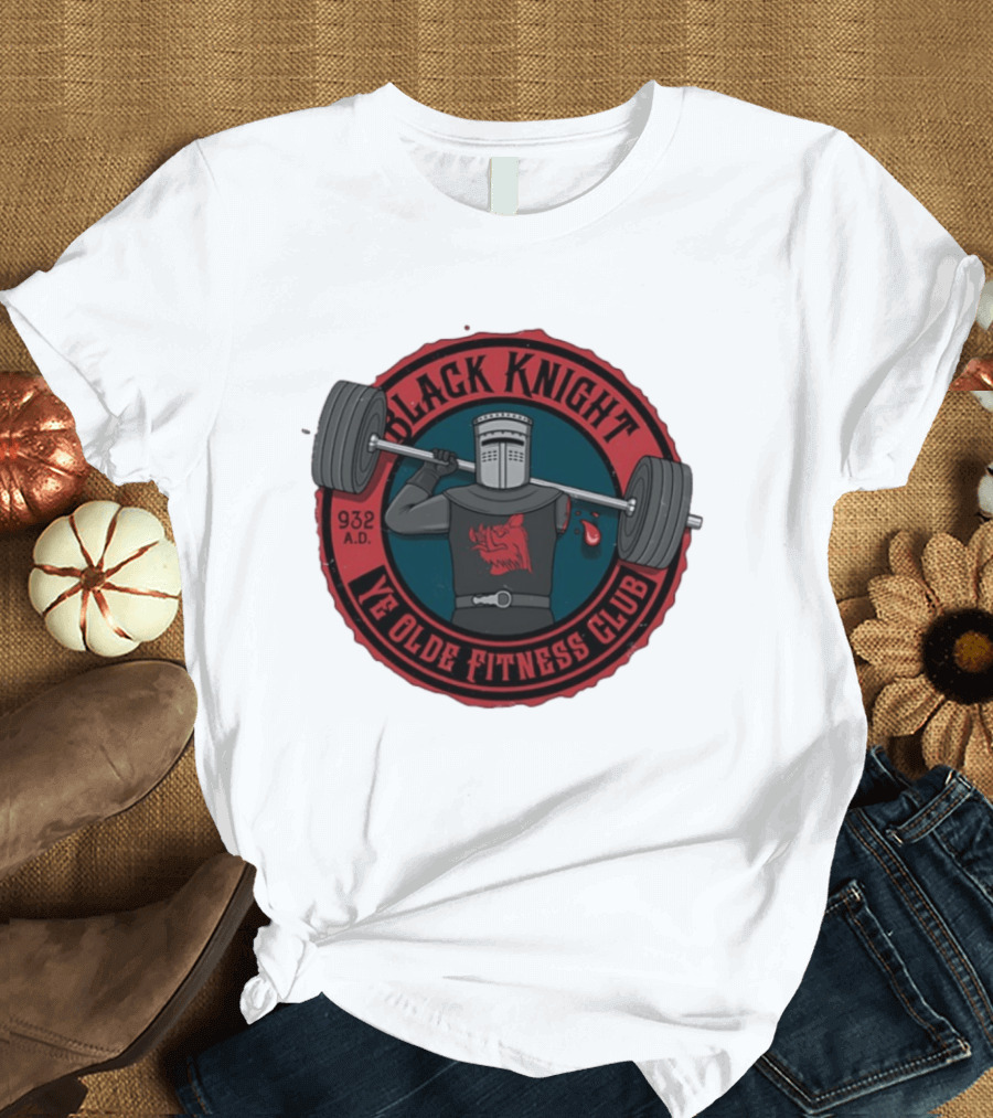 Black Knight Ye Olde Fitness Club 932 AD Weightlifting Medieval Humor T-Shirt