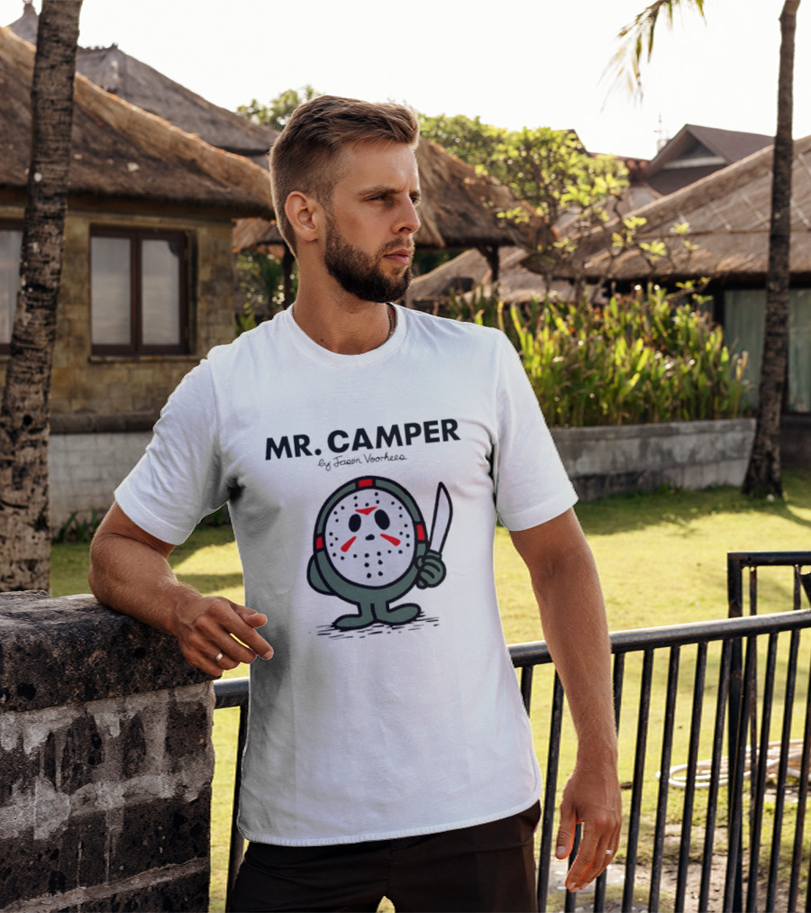 MR. CAMPER By Jason Voorhees Iconic Character With Mask And Knife T-Shirt