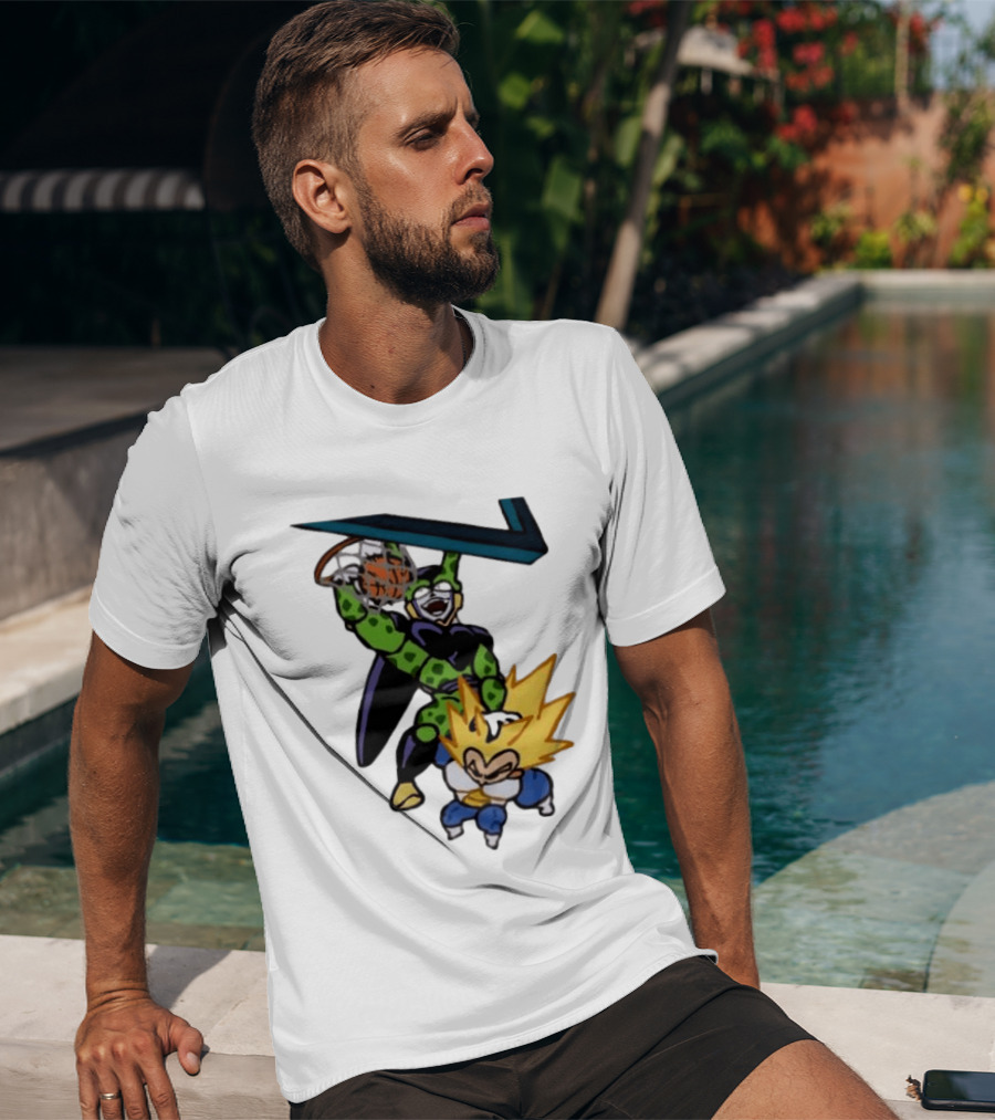 Cell Vs Vegeta Basketball Dunk Anime Mashup T-Shirt