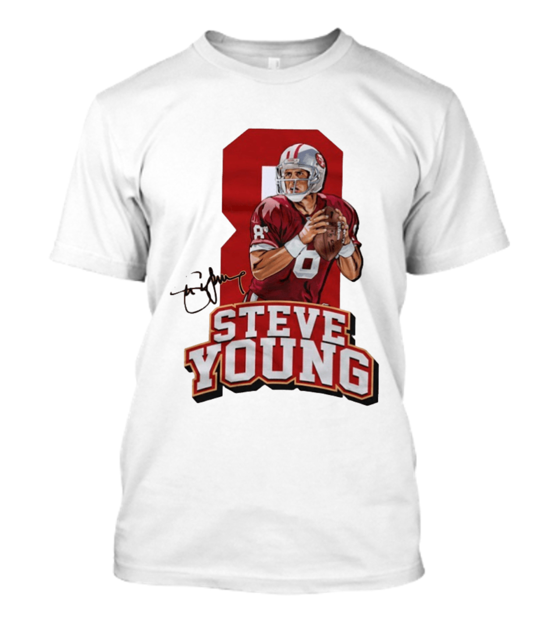 Steve Young 8 San Francisco 49ers Football Autograph T-Shirt