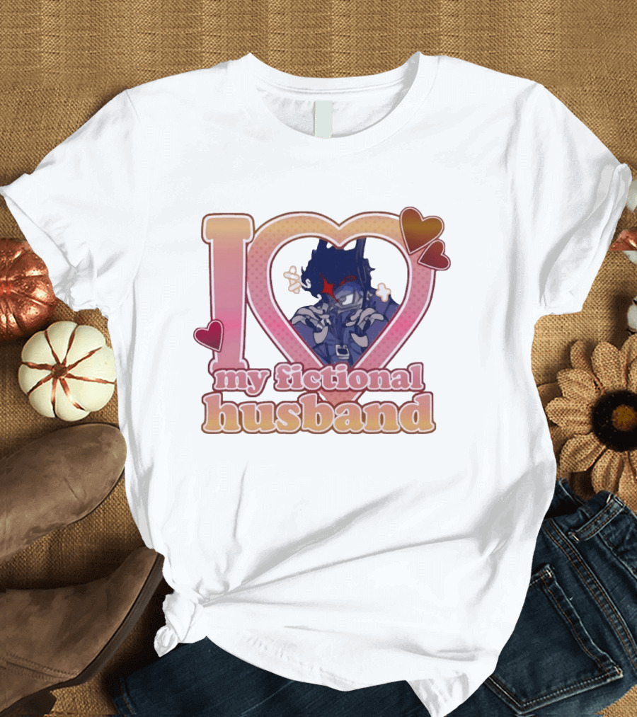I Love My Fictional Husband Heart Design With Anime T-Shirt