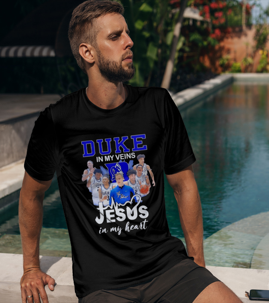 Duke Blue Devils Basketball Jesus In My Heart Signatures T-Shirt