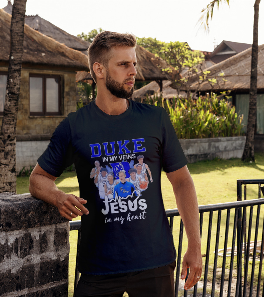 Duke Blue Devils Basketball Jesus In My Heart Signatures T-Shirt