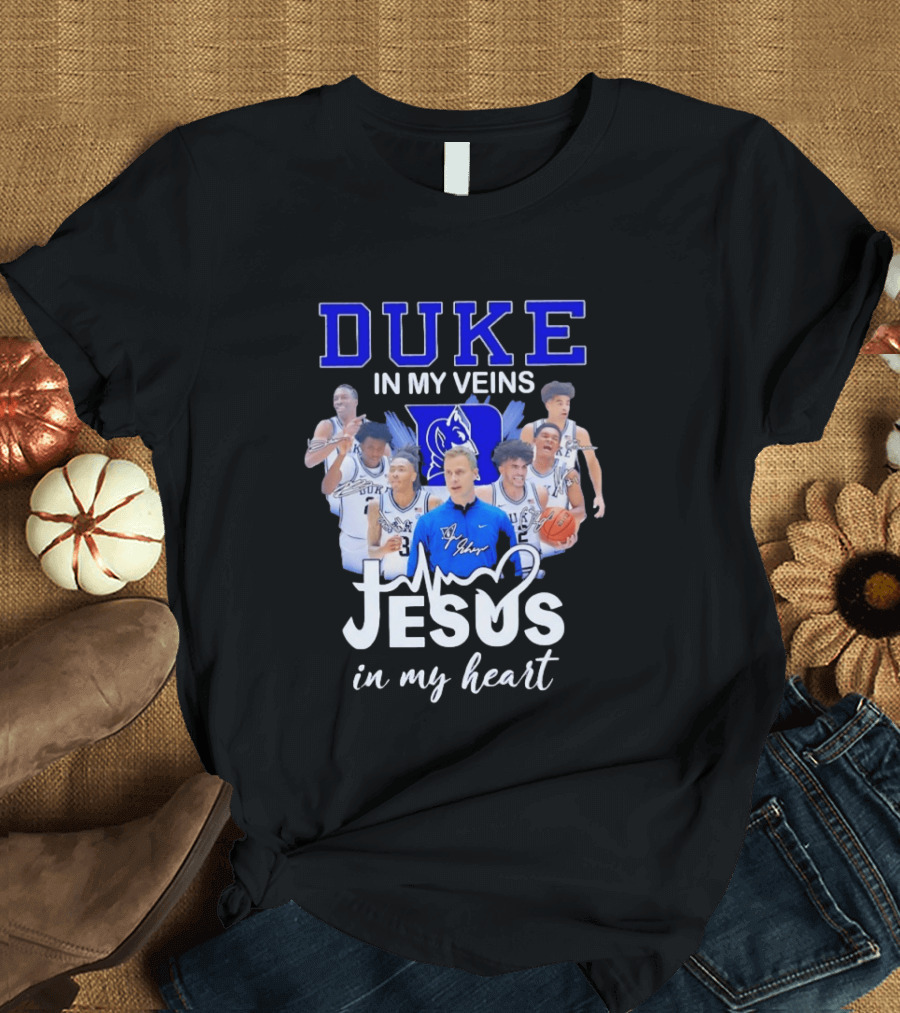 Duke Blue Devils Basketball Jesus In My Heart Signatures T-Shirt