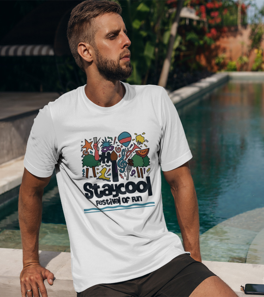 Staycool Festival Of Fun With Colorful Icons And Musical T-Shirt