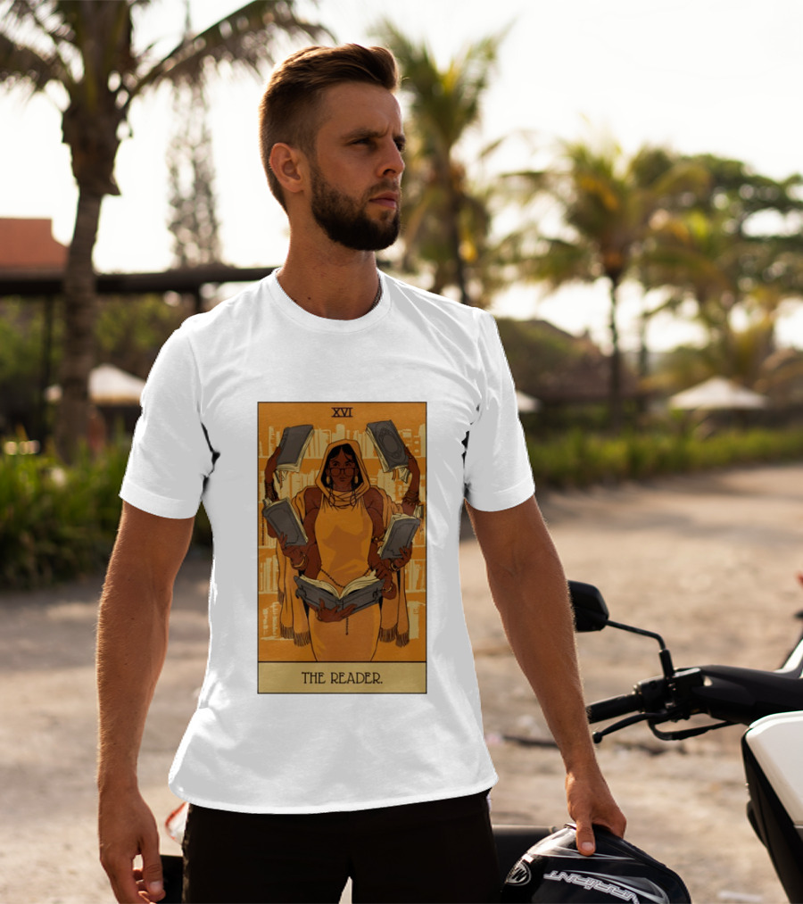 XVI The Reader Tarot Card Modern Witch Aesthetic Books Library T-Shirt