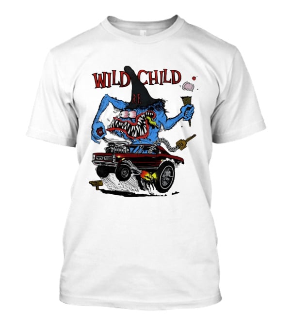 Wild Child Rat Fink R.F. Hot Rod Monster With Ice Cream And Gear Shift T-Shirt