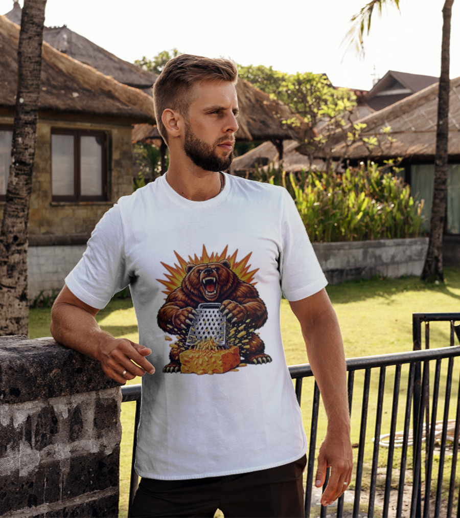 Angry Bear Grating Cheese Grater Hater Explosive Roaring Beast T-Shirt