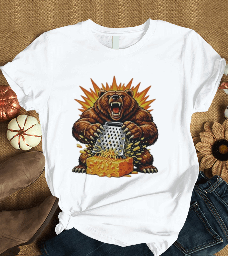 Angry Bear Grating Cheese Grater Hater Explosive Roaring Beast T-Shirt