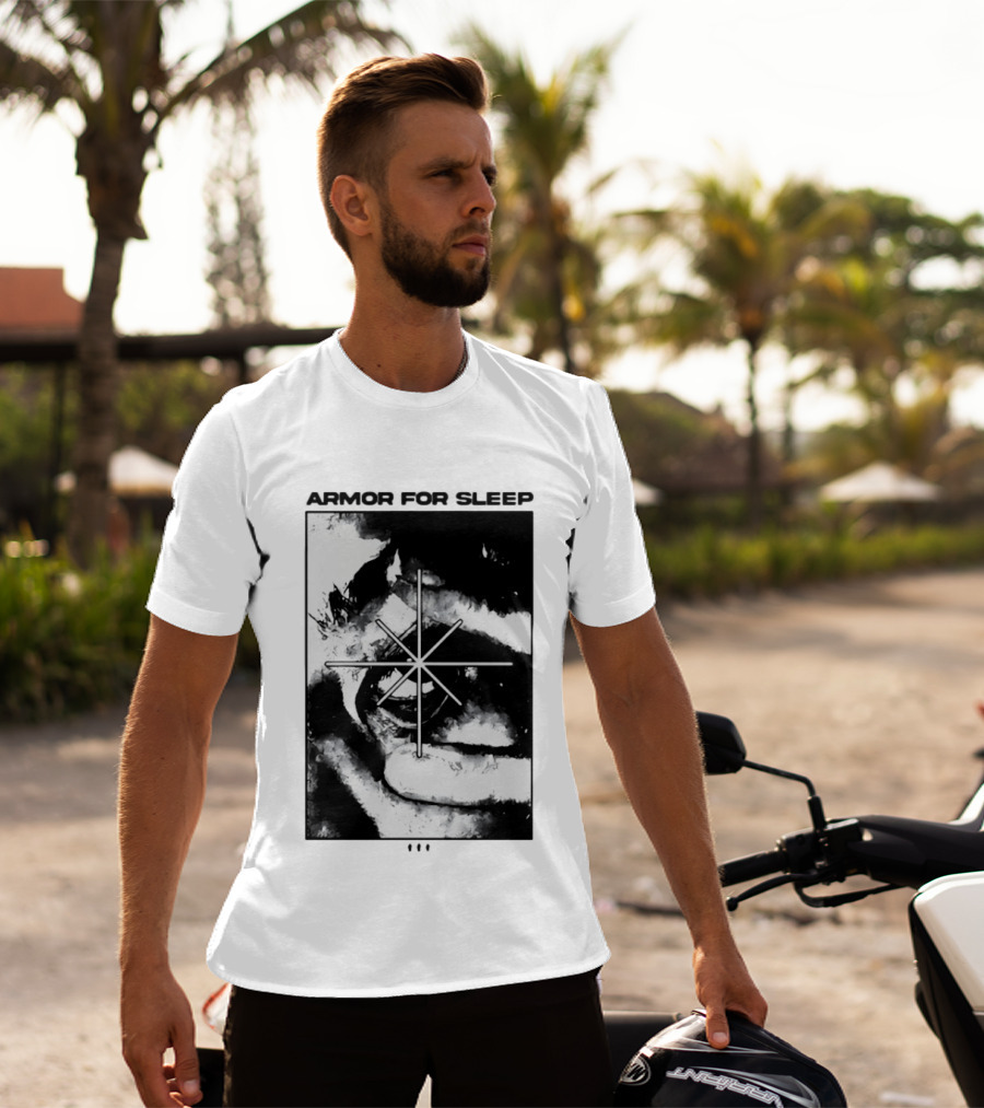 Armor For Sleep Eyeball Star Symbol Monochrome T-Shirt