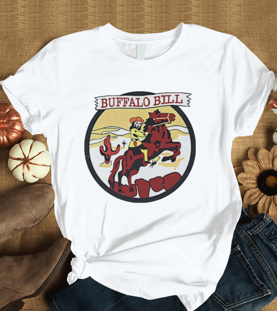 Buffalo Bill Cowboy Riding Red Horse Western Adventure T-Shirt