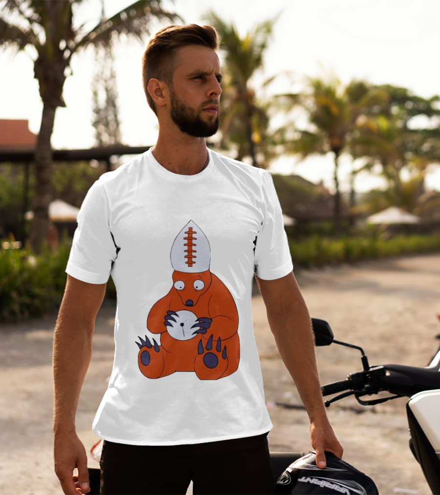 Chicago Bears Mascot Cartoon With Football Pope Hat T-Shirt