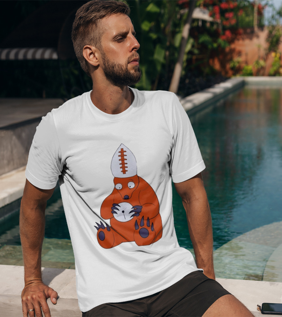 Chicago Bears Mascot Cartoon With Football Pope Hat T-Shirt