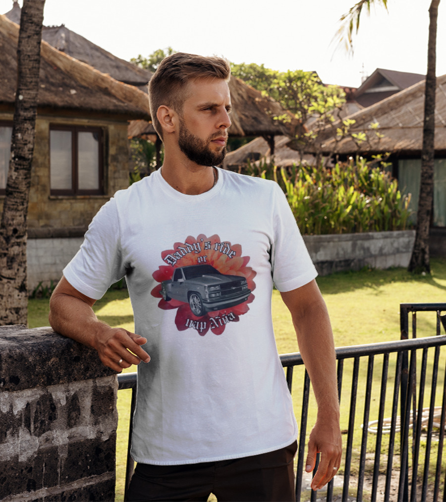 Daddy's Ride Or Nap Niña Car Floral T-Shirt