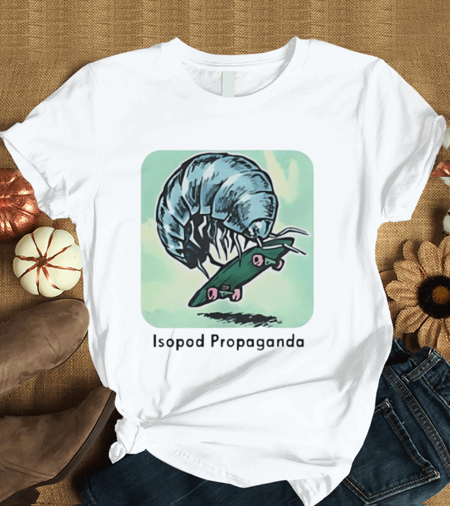 Isopod Riding Skateboard Fun Surreal T-Shirt