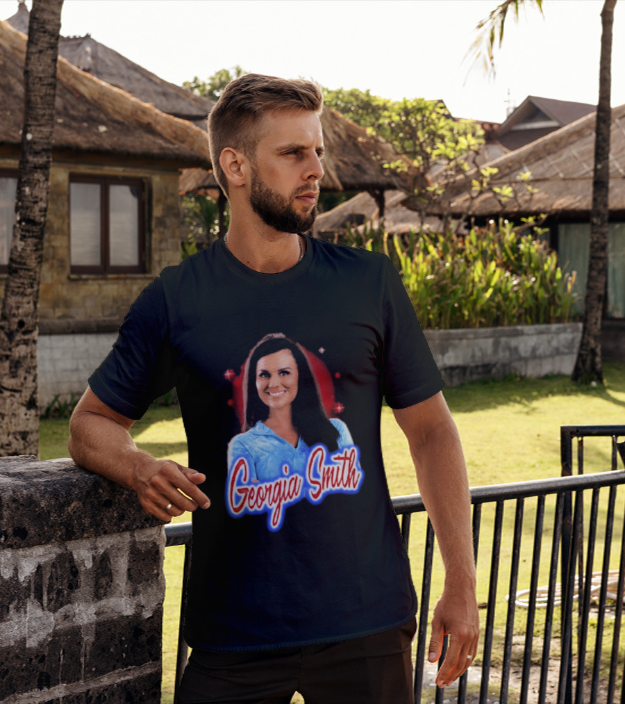 Georgia Smith Blue Top Red T-Shirt