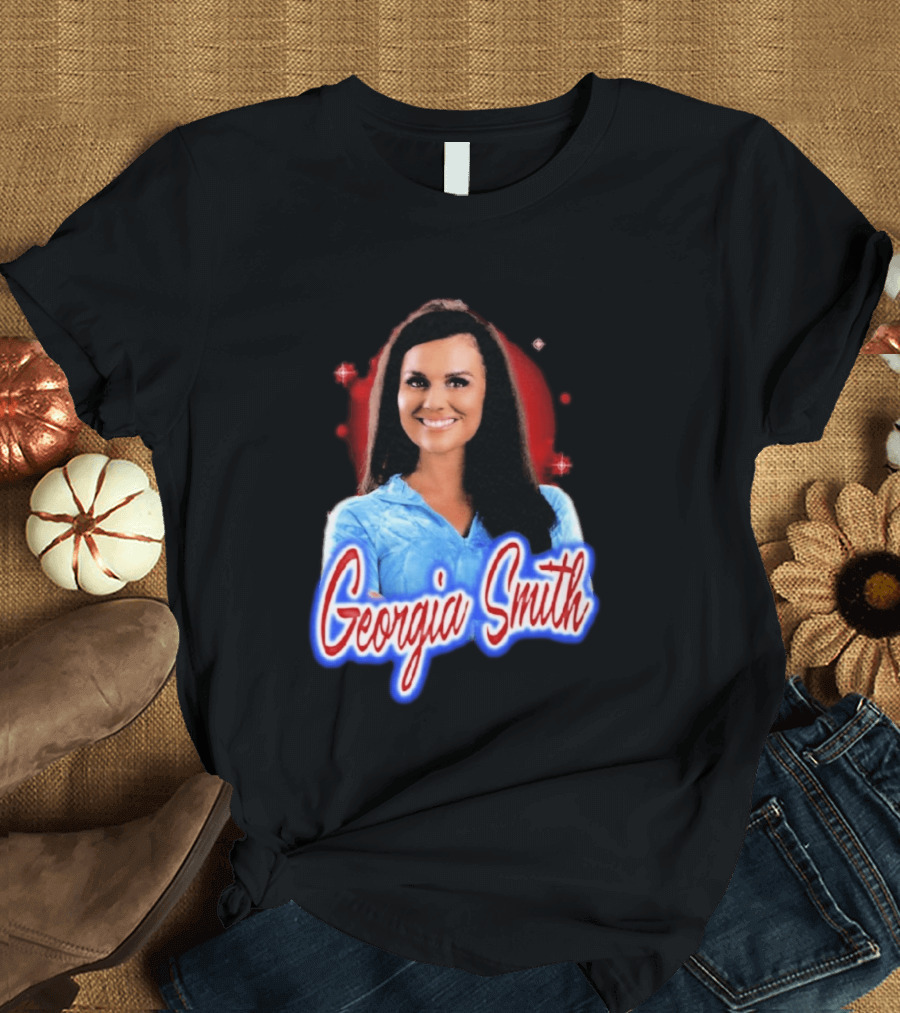 Georgia Smith Blue Top Red T-Shirt