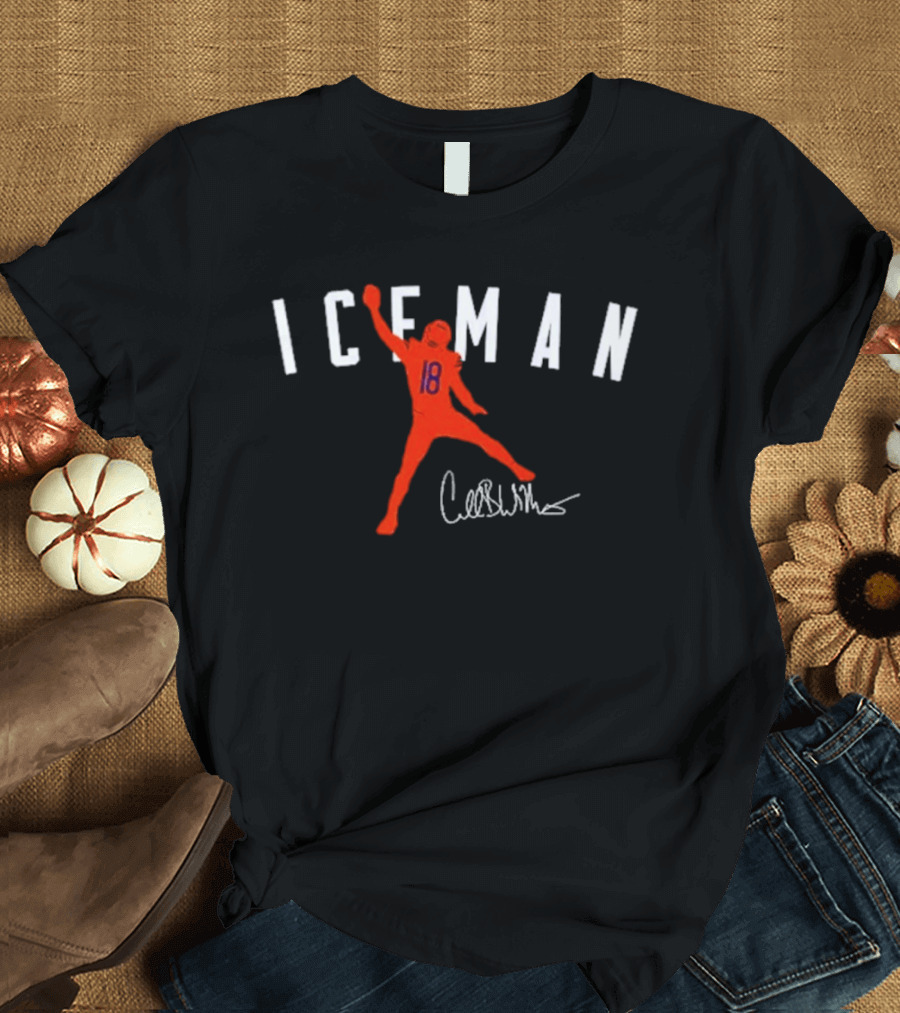 ICEMAN Caleb Williams Football Bears Number 18 Signature T-Shirt