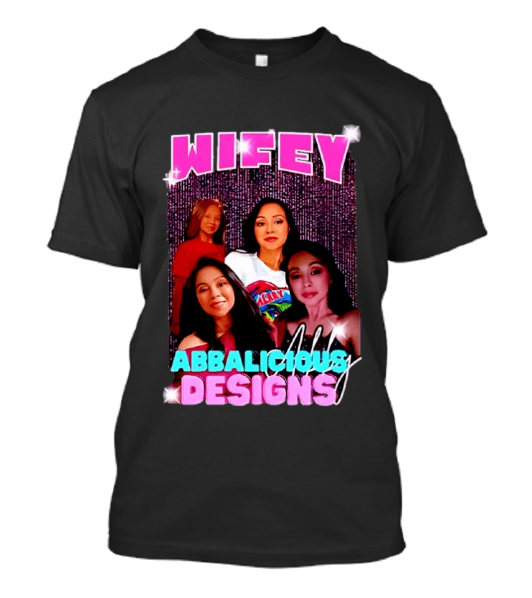 Wifey Abbalicious Designs Pink And Blue Bold Typography With Stylish Women T-Shirt