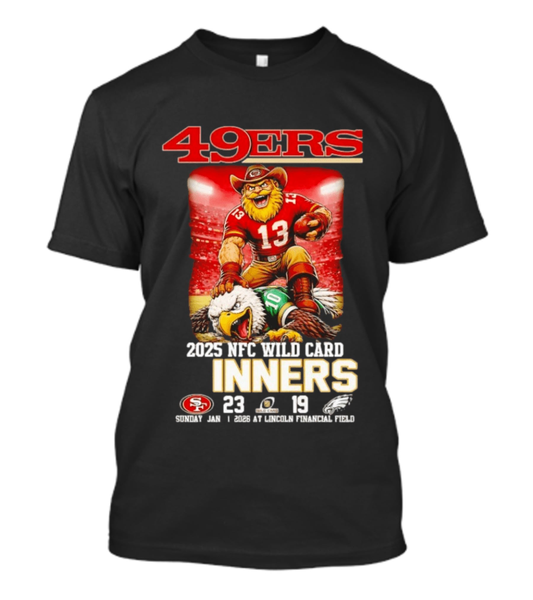 49ers 2023 NFC Wild Card Winners Lincoln Financial Field Victory Over Eagles T-Shirt