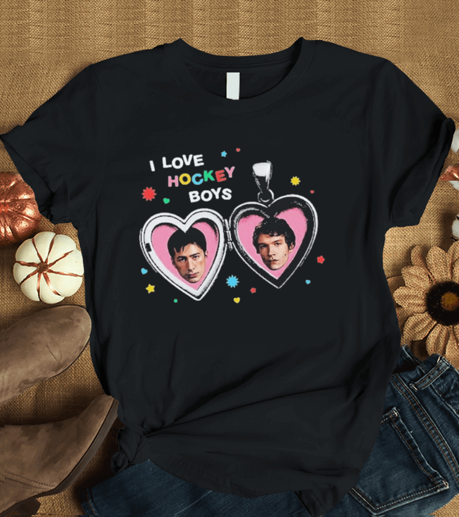 I Love Hockey Boys Shane Hollander Ilya Rozanov Heart Locket T-Shirt