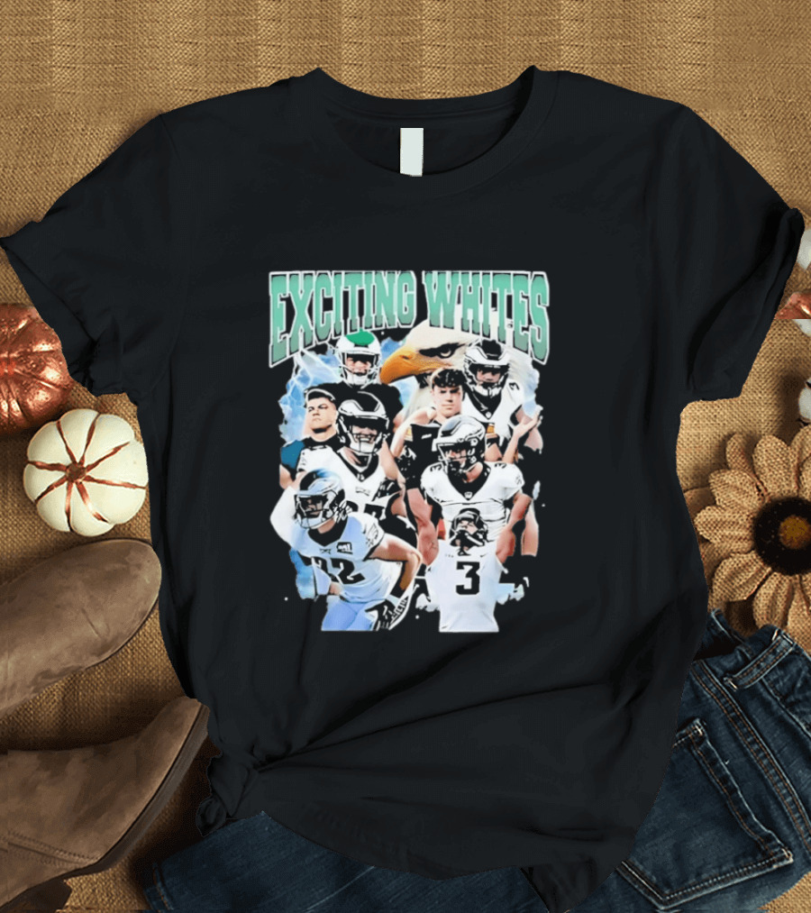 Philadelphia Eagles Exciting Whites Players And Eagle T-Shirt