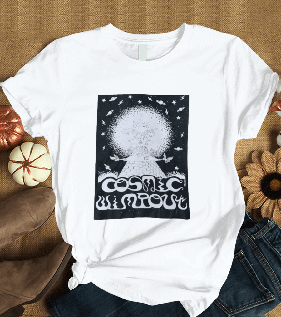 Cosmic Wimpout Psychedelic Pyramid Dice Explosion With UFOs And Stars T-Shirt