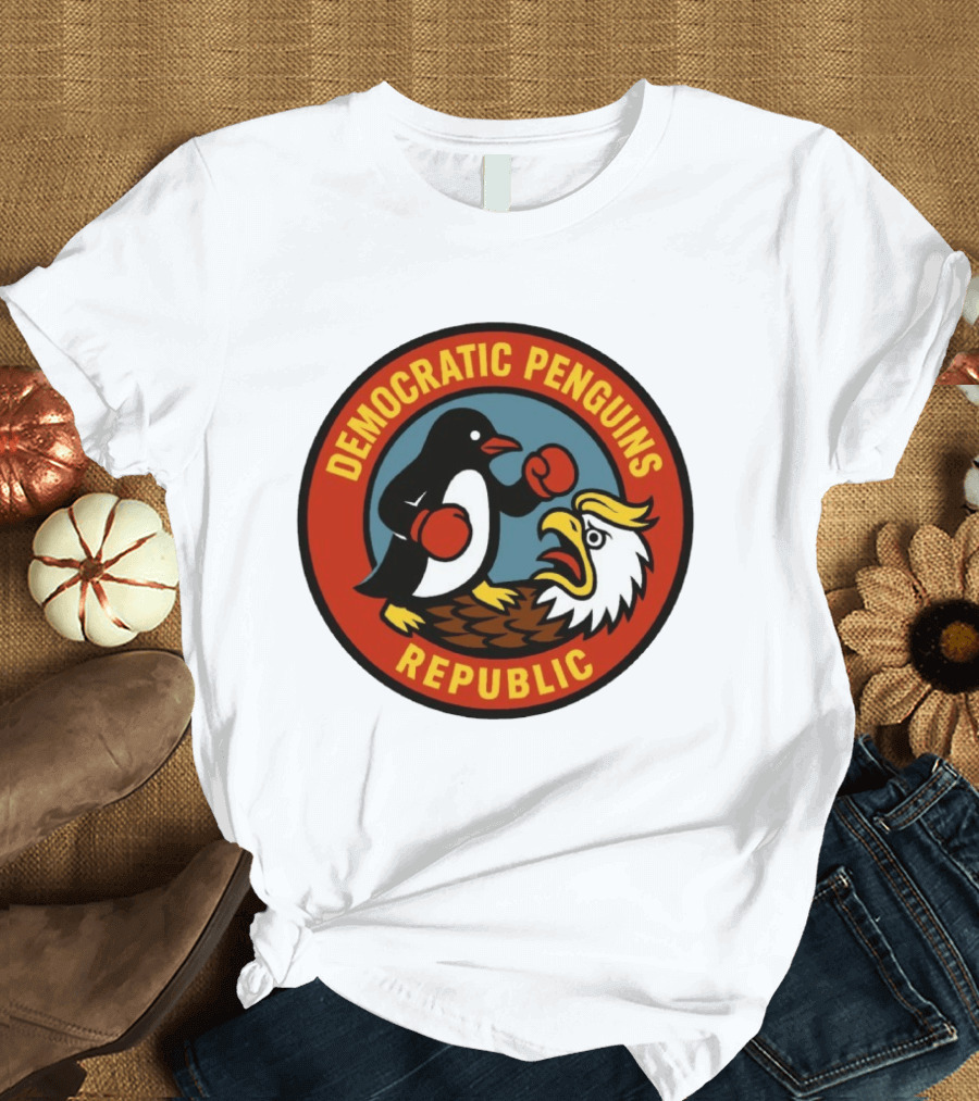Democratic Penguins Republic Boxing Penguin Vs Eagle T-Shirt