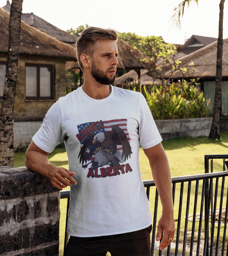 Annex Alberta Eagle Holding Goose American Flag T-Shirt